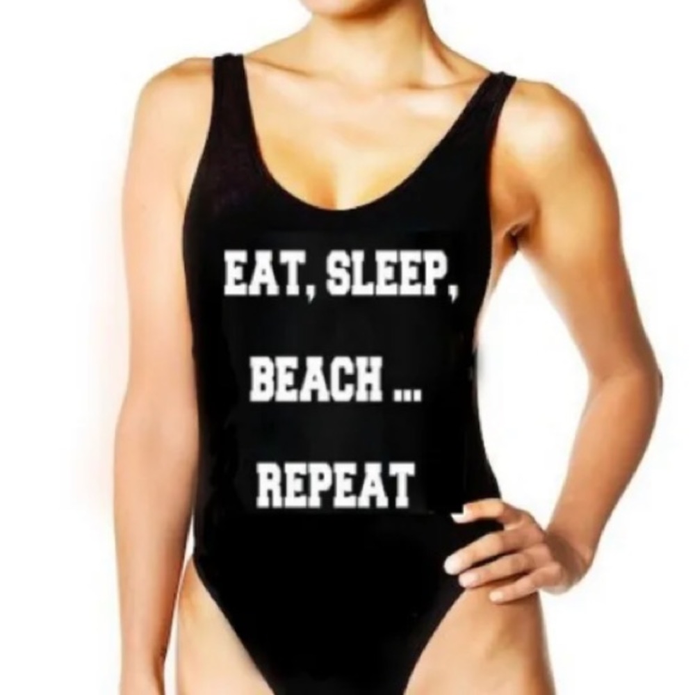YMI Bathing Suit One Piece Eat Sleep Beach Repeat XL
